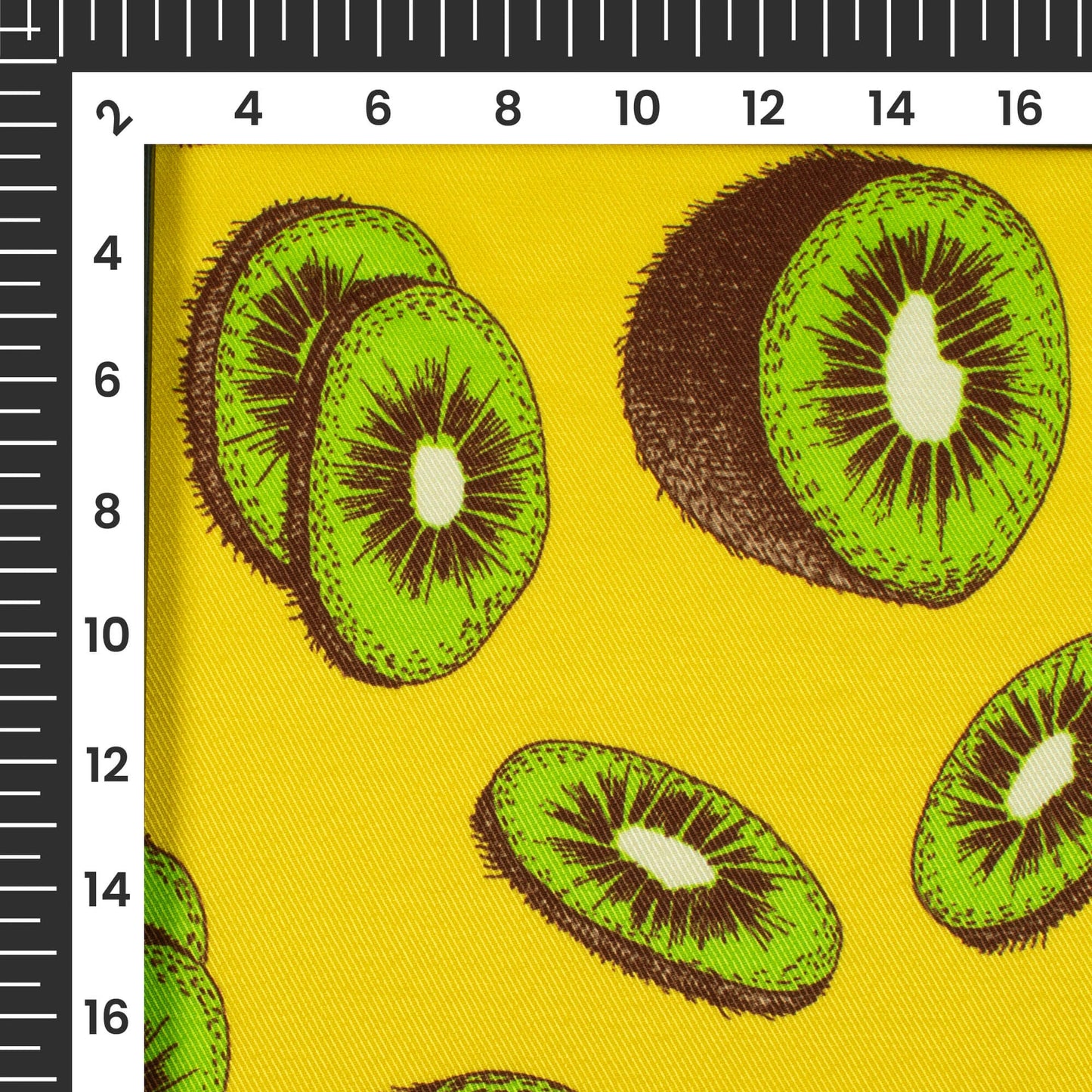 Butter Yellow And Pear Green Quirky Pattern Digital Print Twill Fabric (Width 56 Inches)