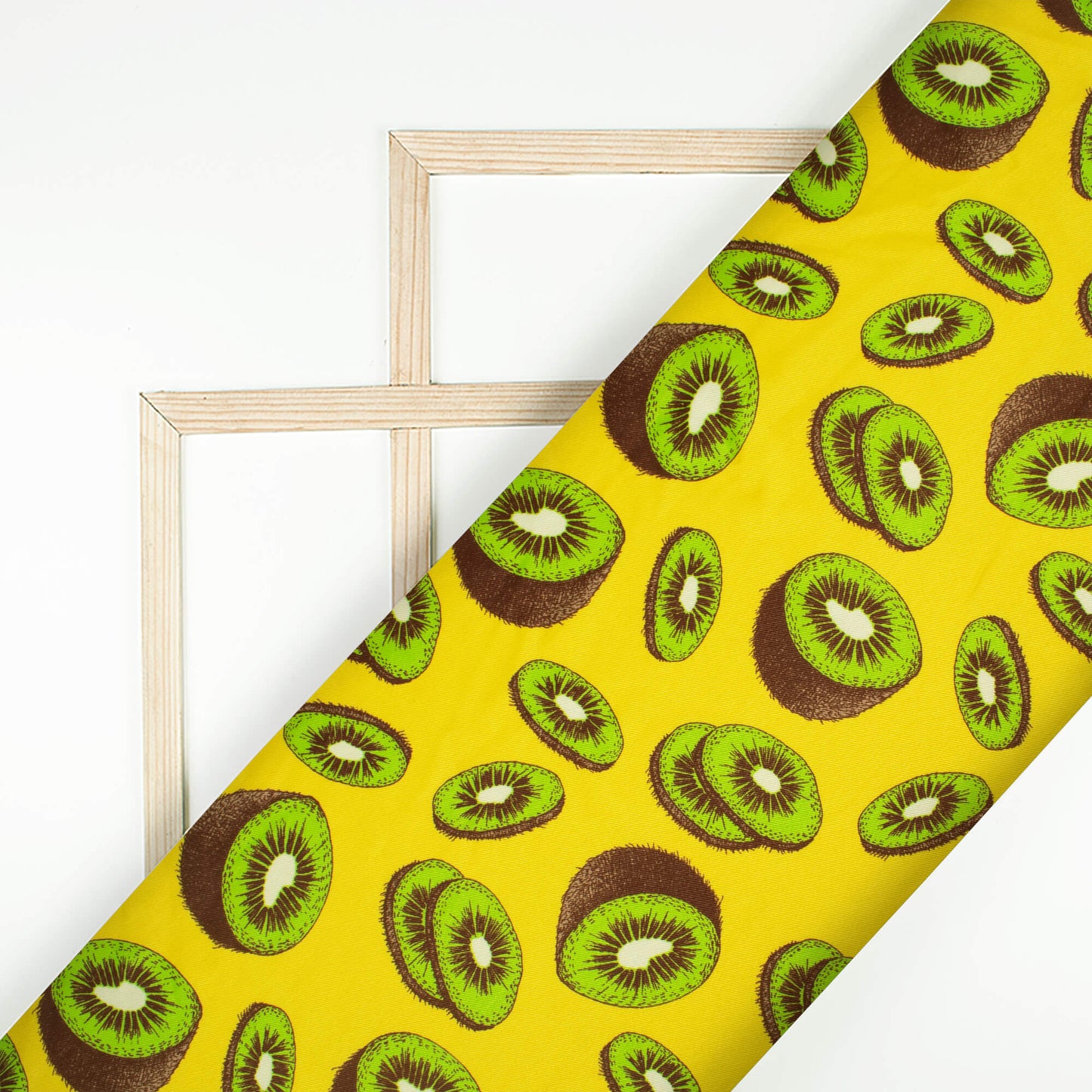 Butter Yellow And Pear Green Quirky Pattern Digital Print Twill Fabric (Width 56 Inches)