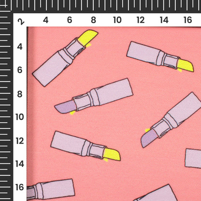 Baby Pink And Periwinkle Purple Quirky Pattern Digital Print Twill Fabric (Width 56 Inches)