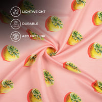 Pale Pink And Lemon Yellow Quirky Pattern Digital Print Twill Fabric (Width 56 Inches)