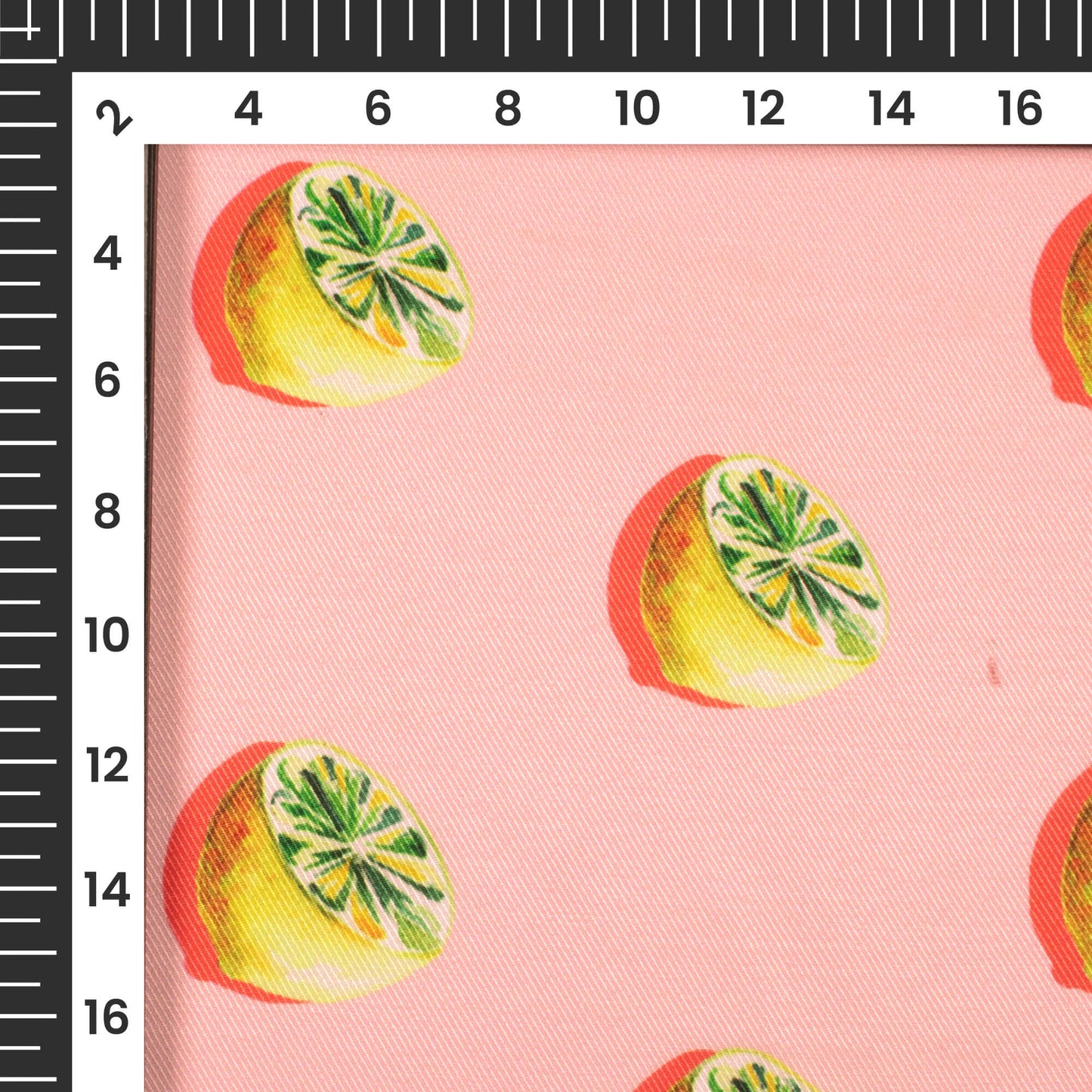 Pale Pink And Lemon Yellow Quirky Pattern Digital Print Twill Fabric (Width 56 Inches)