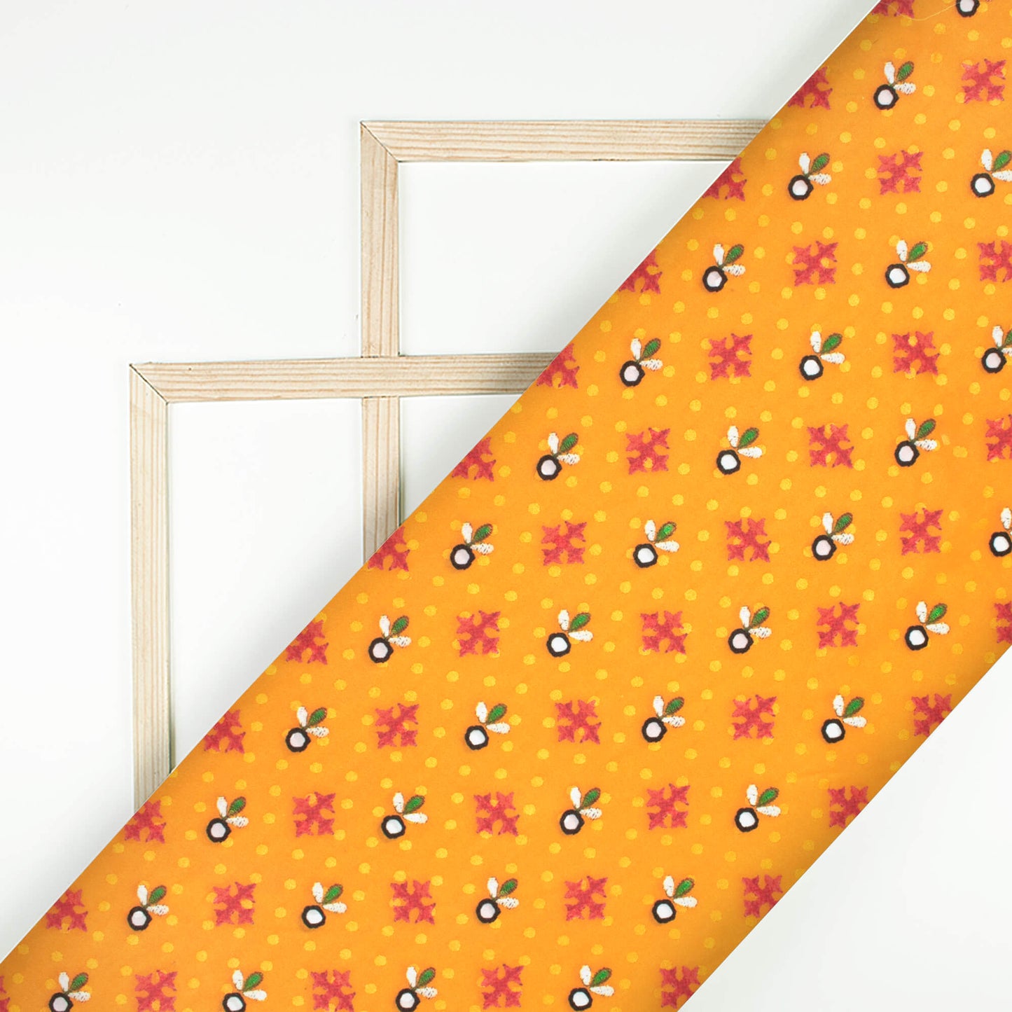 Honey Orange And Red Gamthi Pattern Digital Print Jacquard Booti Japan ...