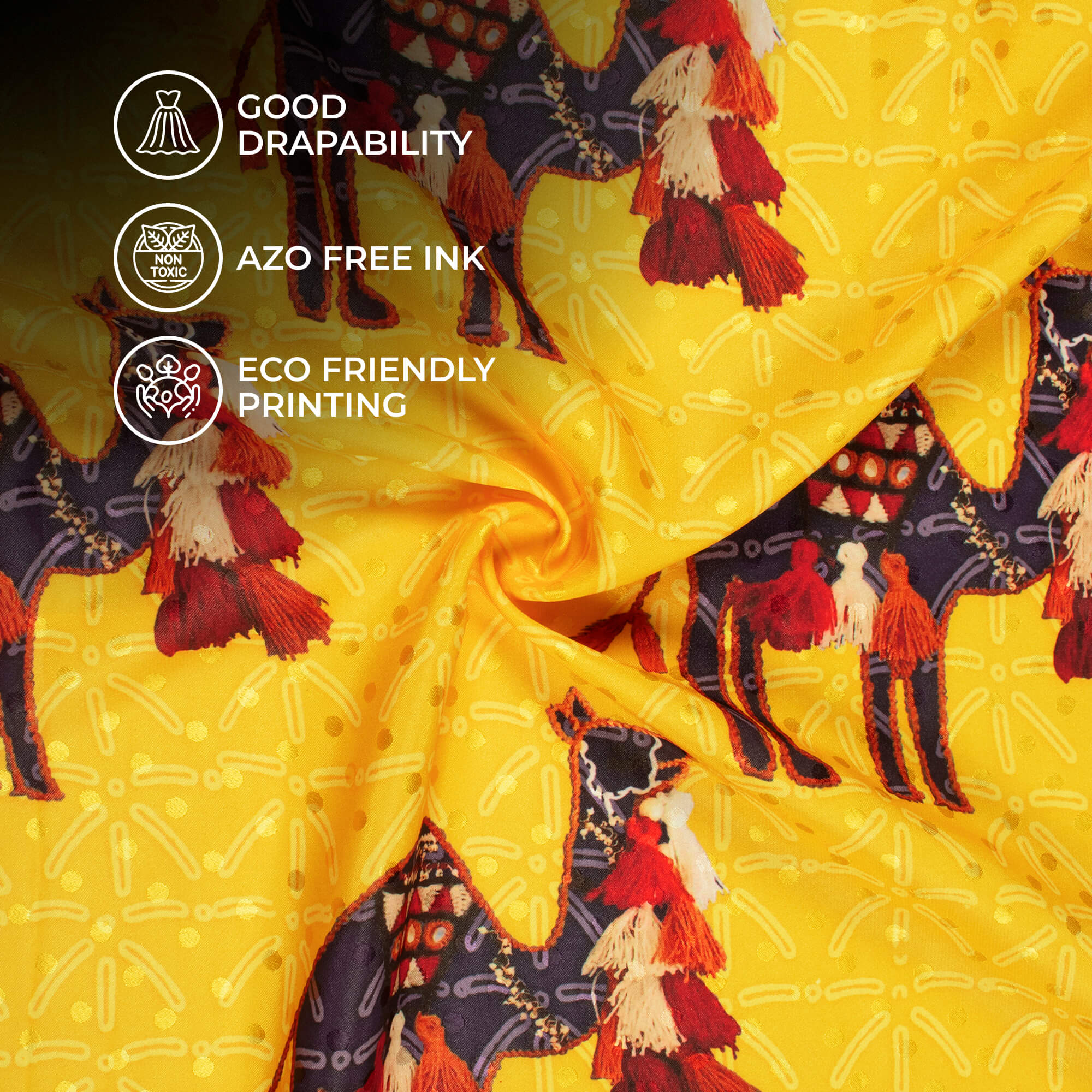 Cyber Yellow And Brown Gamthee Pattern Digital Print Jacquard Booti Ja ...