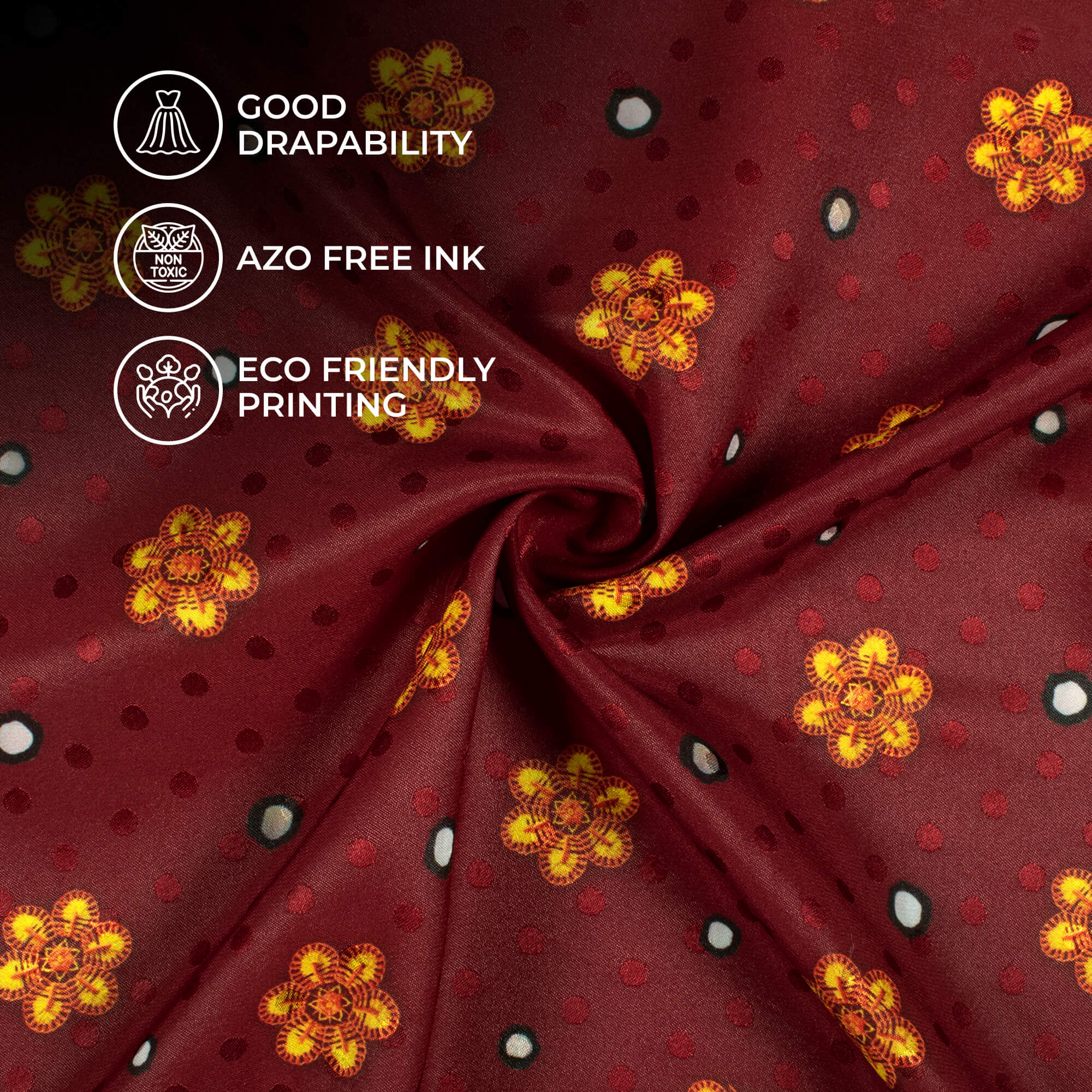 Maroon And Mustard Yellow Gamthee Pattern Digital Print Jacquard Booti ...