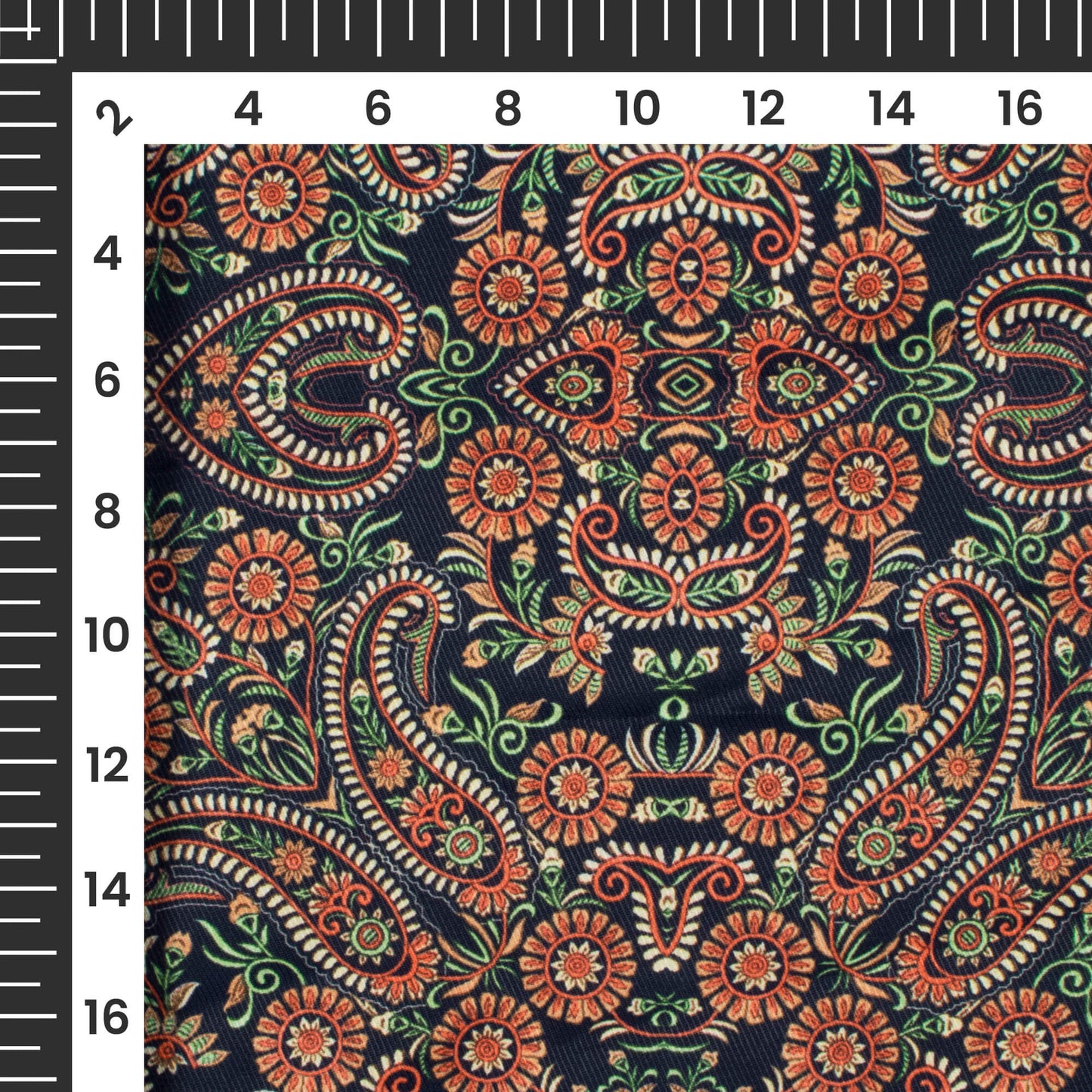 Dark Blue And Dusty Red Paisley Pattern Digital Print Twill Fabric (Width 56 Inches)
