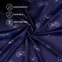 Space Blue And White Quirky Pattern Digital Print Twill Fabric (Width 56 Inches)