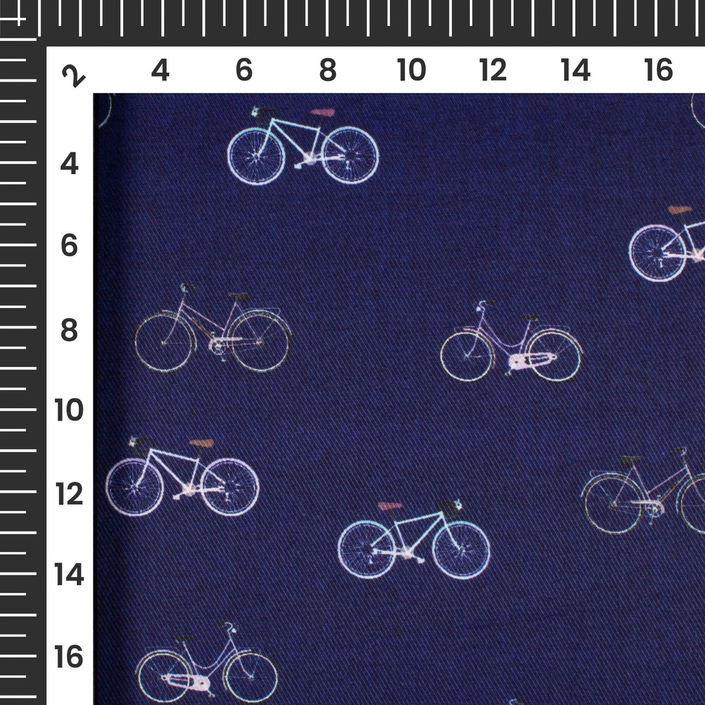 Space Blue And White Quirky Pattern Digital Print Twill Fabric (Width 56 Inches)