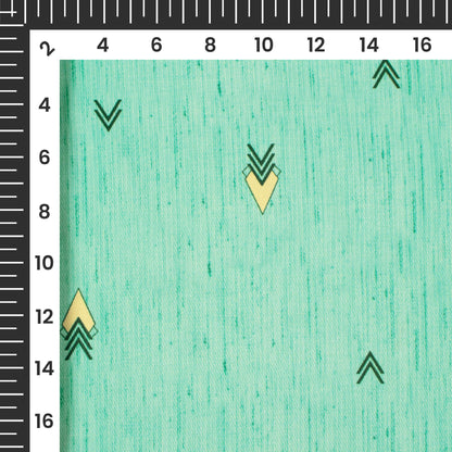Mint Green And Black Abstract Pattern Digital Print Twill Fabric (Width 56 Inches)