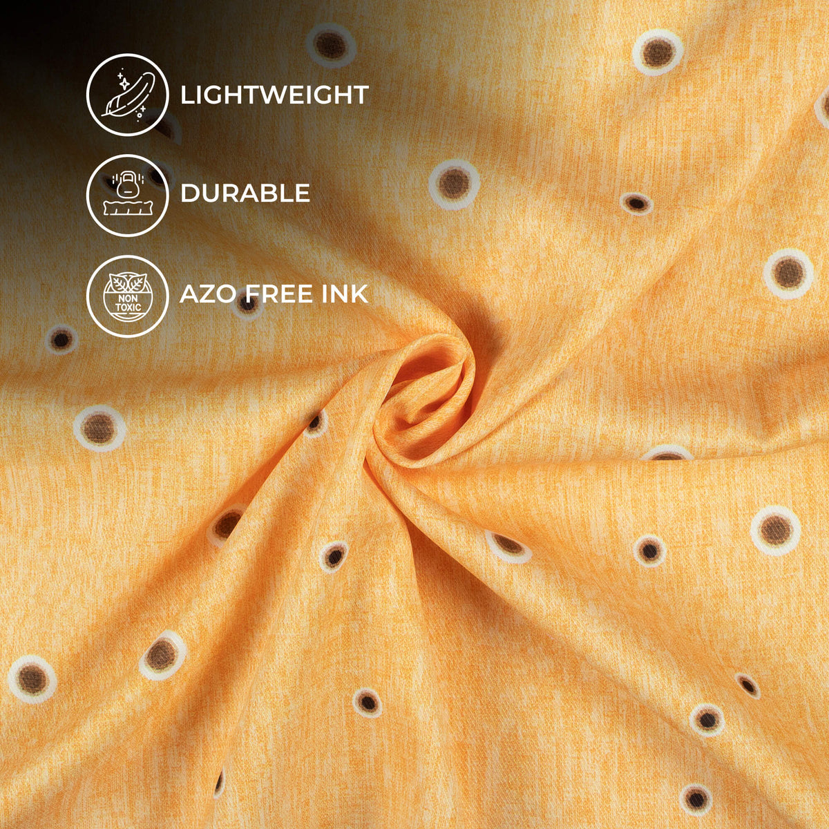 Light Orange And Brown Polka Dots Pattern Digital Print Twill Fabric (Width 56 Inches)