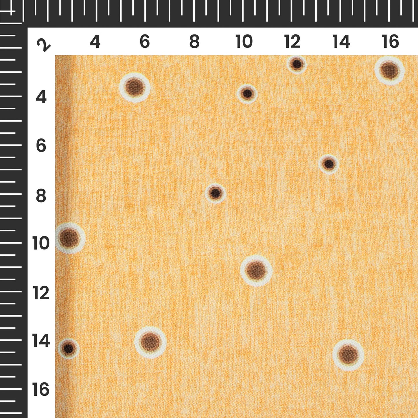 Light Orange And Brown Polka Dots Pattern Digital Print Twill Fabric (Width 56 Inches)