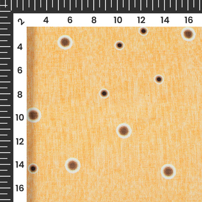 Light Orange And Brown Polka Dots Pattern Digital Print Twill Fabric (Width 56 Inches)