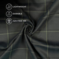 Slate Grey And Corn Yellow Checks Pattern Digital Print Twill Fabric (Width 56 Inches)