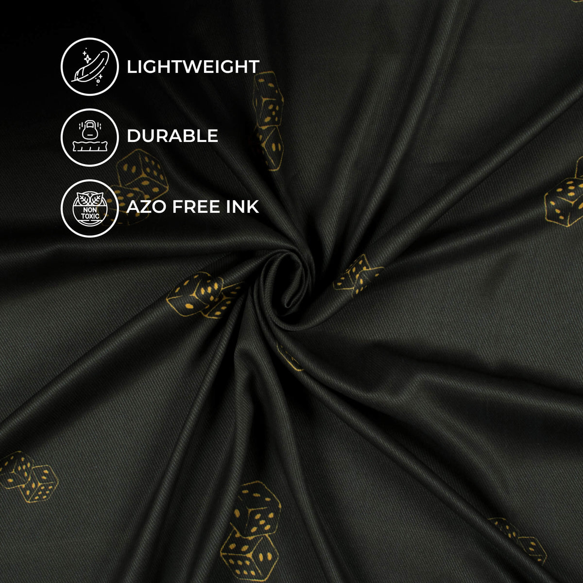 Dark Brown And Royal Yellow Abstract Pattern Digital Print Twill Fabric (Width 56 Inches)