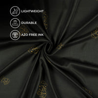Dark Brown And Royal Yellow Abstract Pattern Digital Print Twill Fabric (Width 56 Inches)