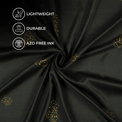 Dark Brown And Royal Yellow Abstract Pattern Digital Print Twill Fabric (Width 56 Inches)