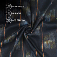 Dark Blue And Moss Green Abstract Pattern Digital Print Twill Fabric (Width 56 Inches)