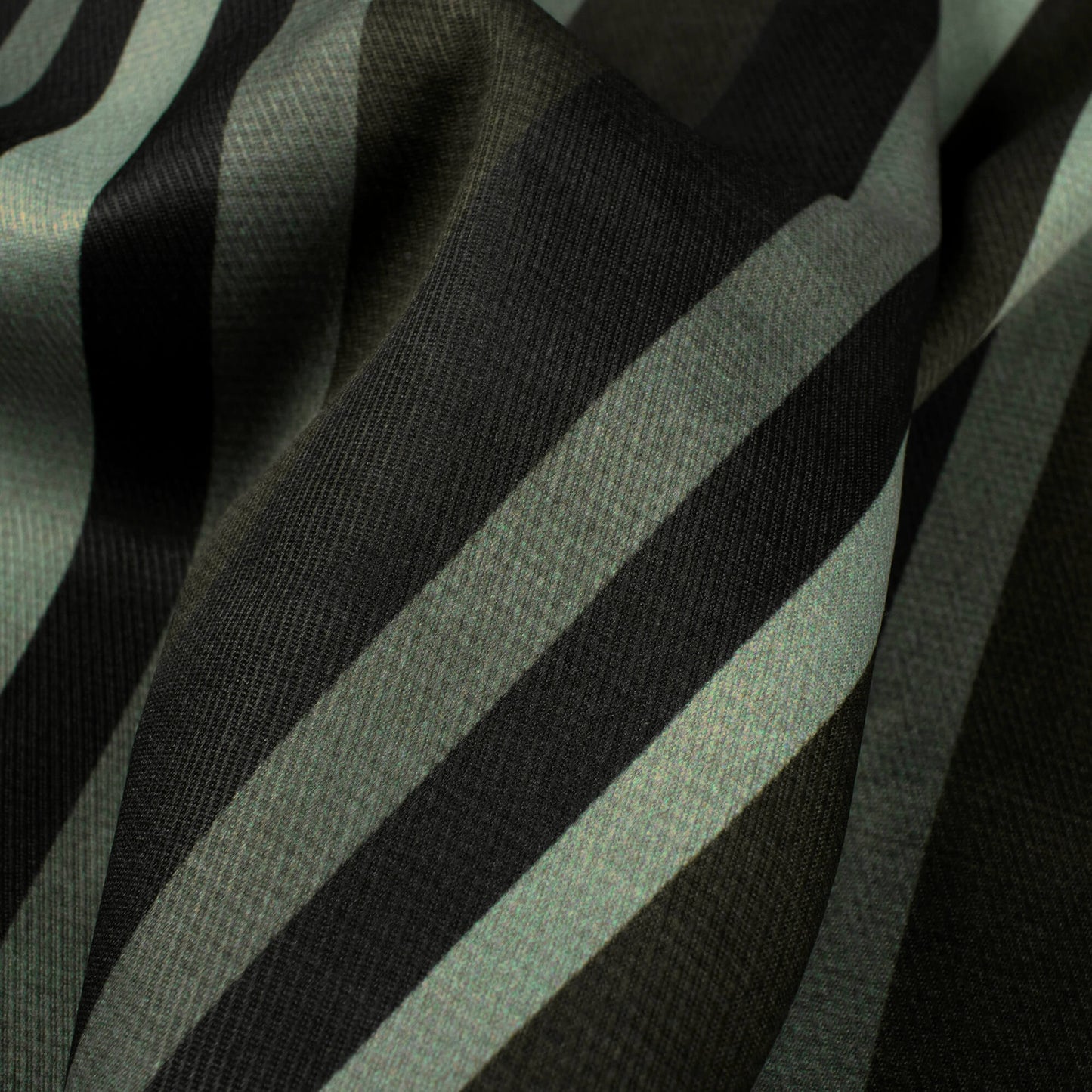 Green Stripes Pattern Digital Print Twill Fabric (Width 56 Inches)