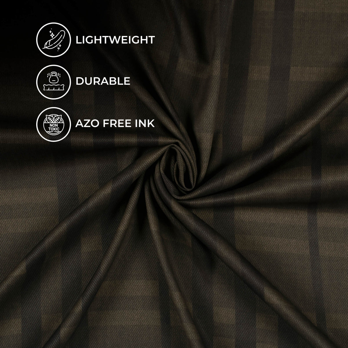 Dark Brown And Black Checks Pattern Digital Print Twill Fabric (Width 56 Inches)