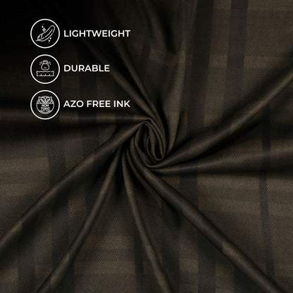 Dark Brown And Black Checks Pattern Digital Print Twill Fabric (Width 56 Inches)