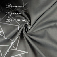 Grey And White Geometric Pattern Digital Print Twill Fabric (Width 56 Inches)