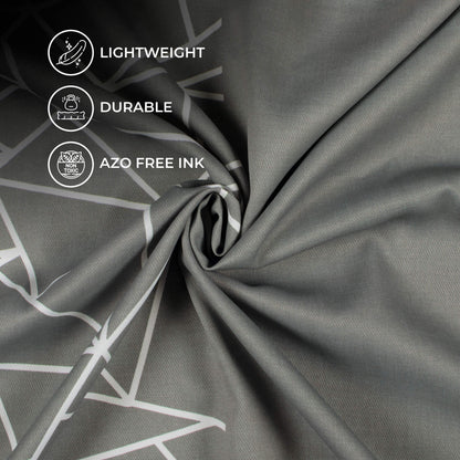 Grey And White Geometric Pattern Digital Print Twill Fabric (Width 56 Inches)