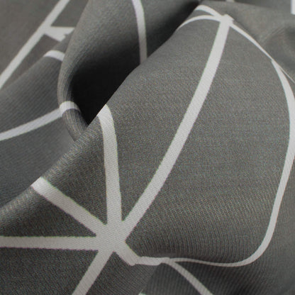 Grey And White Geometric Pattern Digital Print Twill Fabric (Width 56 Inches)