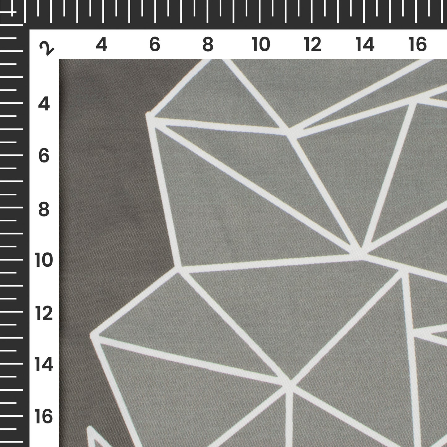 Grey And White Geometric Pattern Digital Print Twill Fabric (Width 56 Inches)