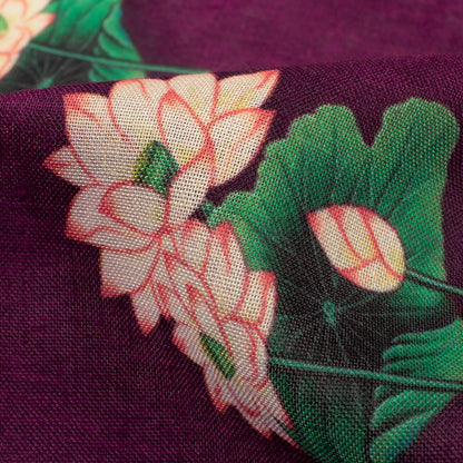 Magenta Purple And Coral Red Pichwaii Pattern Digital Print Poly Cambric Fabric