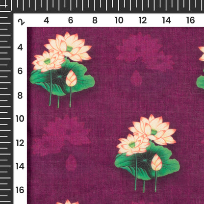 Magenta Purple And Coral Red Pichwaii Pattern Digital Print Poly Cambric Fabric