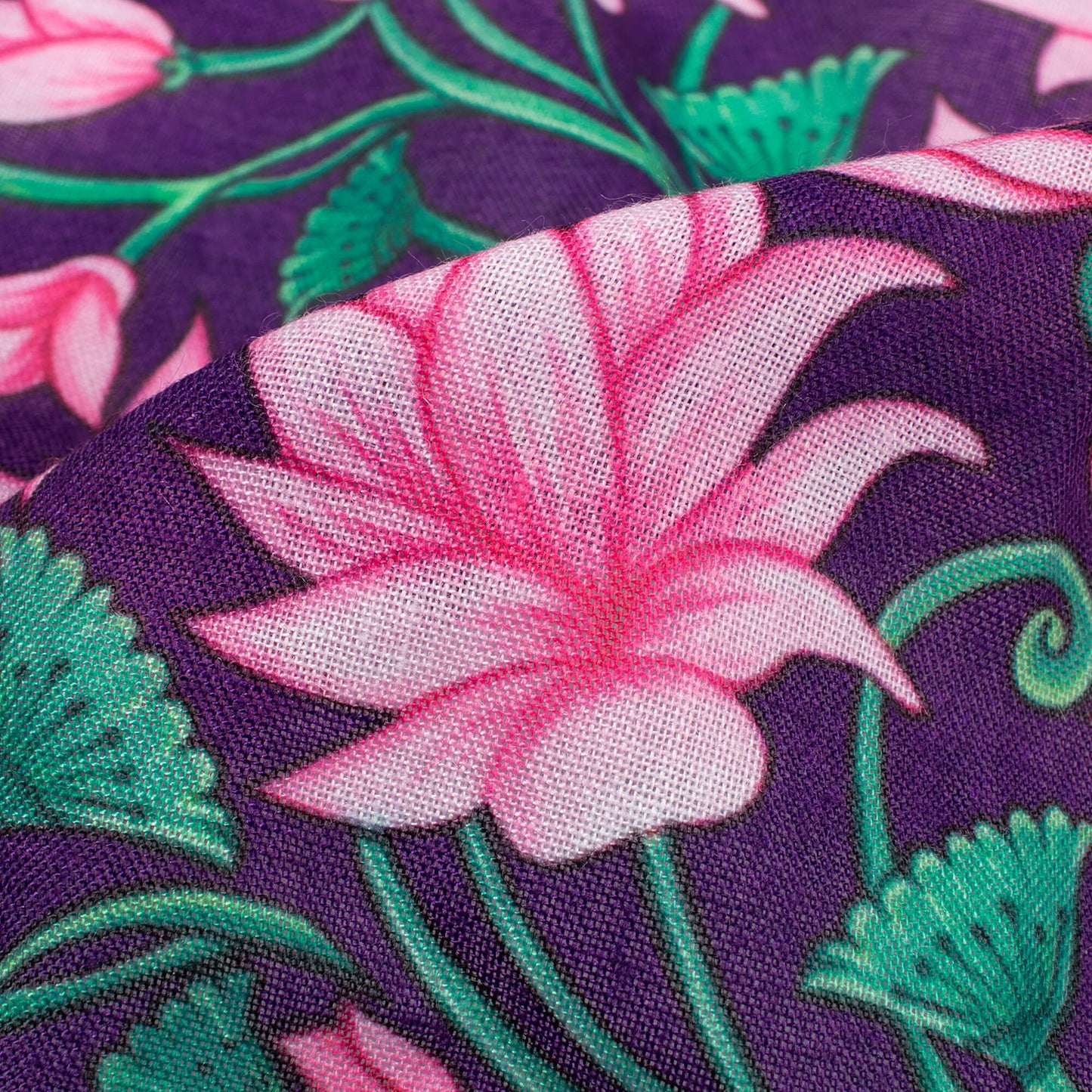 Violet Purple And Taffy Pink Pichwaii Pattern Digital Print Poly Cambric Fabric