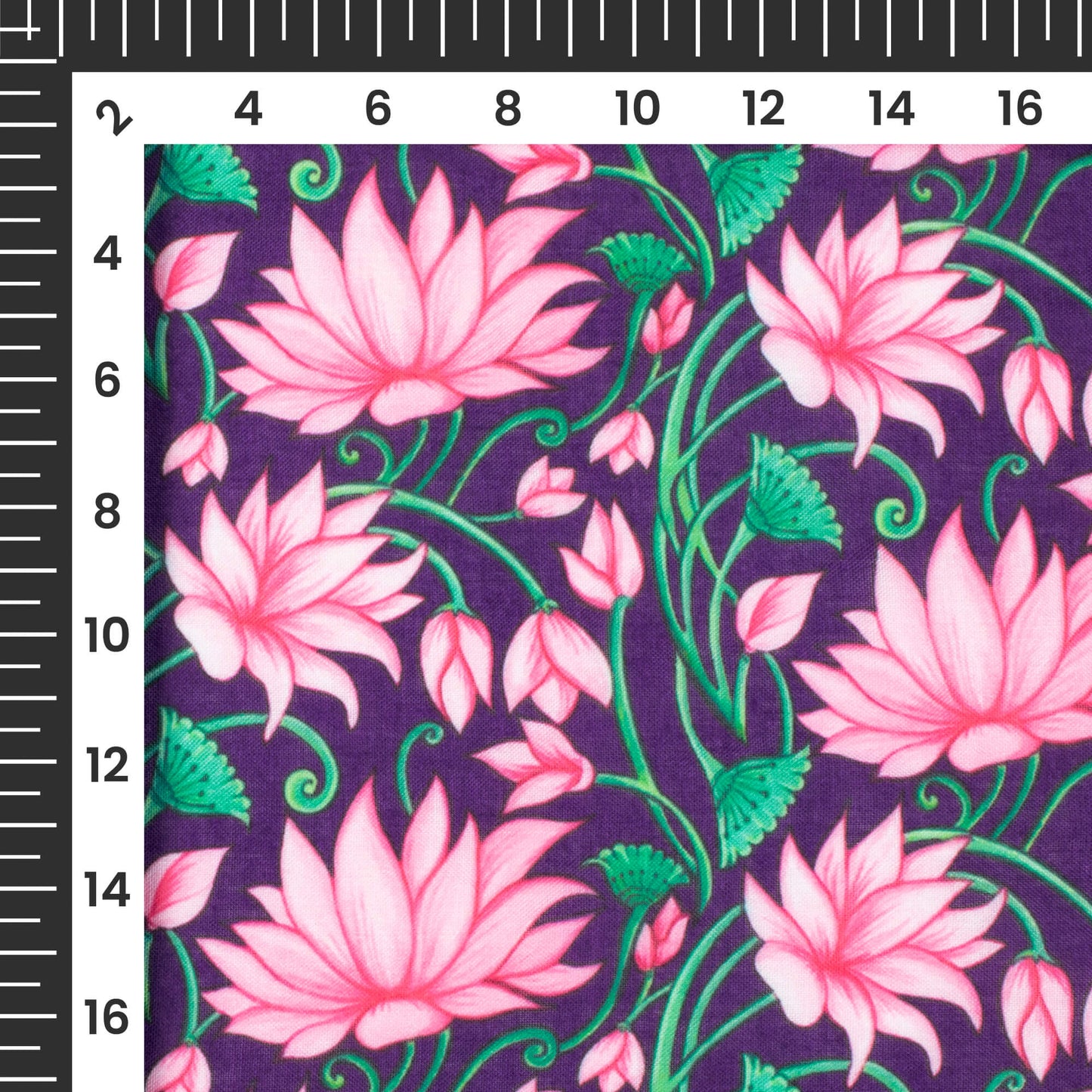 Violet Purple And Taffy Pink Pichwaii Pattern Digital Print Poly Cambric Fabric