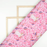 Pale Pink And Purple Pichwaii Pattern Digital Print Poly Cambric Fabric
