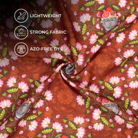 Brick Red And Taffy Pink Pichwaii Pattern Digital Print Poly Cambric Fabric