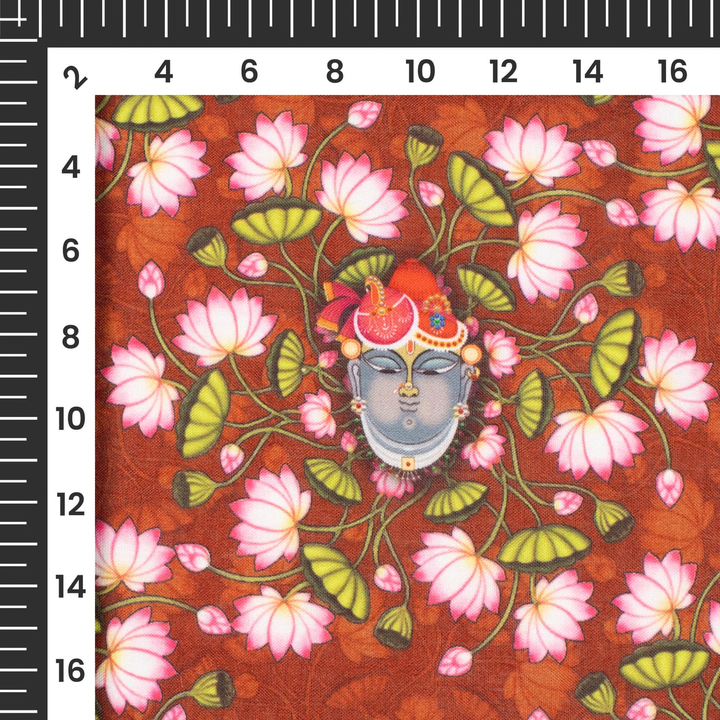Brick Red And Taffy Pink Pichwaii Pattern Digital Print Poly Cambric Fabric