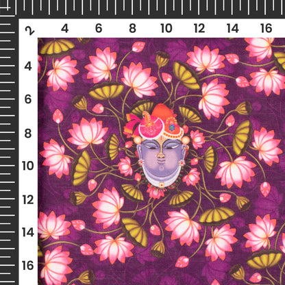 Magenta Purple And Taffy Pink Pichwaii Pattern Digital Print Poly Cambric Fabric