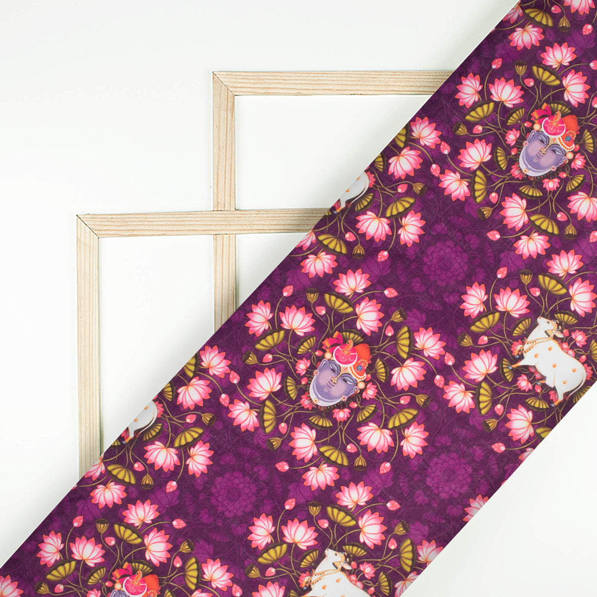 Magenta Purple And Taffy Pink Pichwaii Pattern Digital Print Poly Cambric Fabric