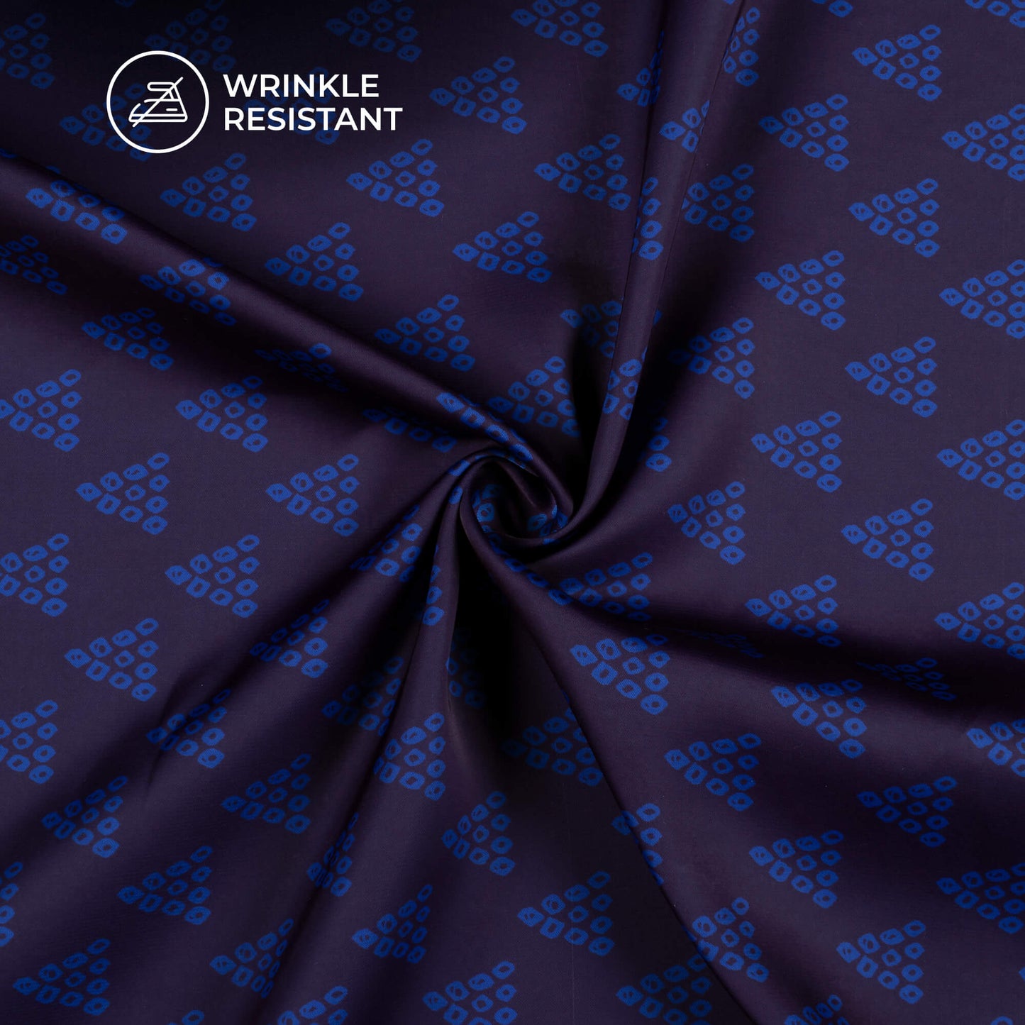 Royal Blue Abstract Digital Print Imported Satin Fabric