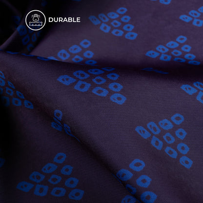 Royal Blue Abstract Digital Print Imported Satin Fabric