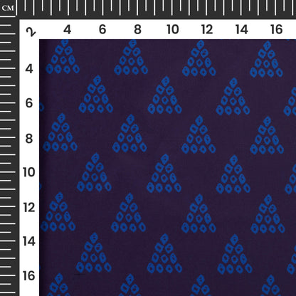 Royal Blue Abstract Digital Print Imported Satin Fabric