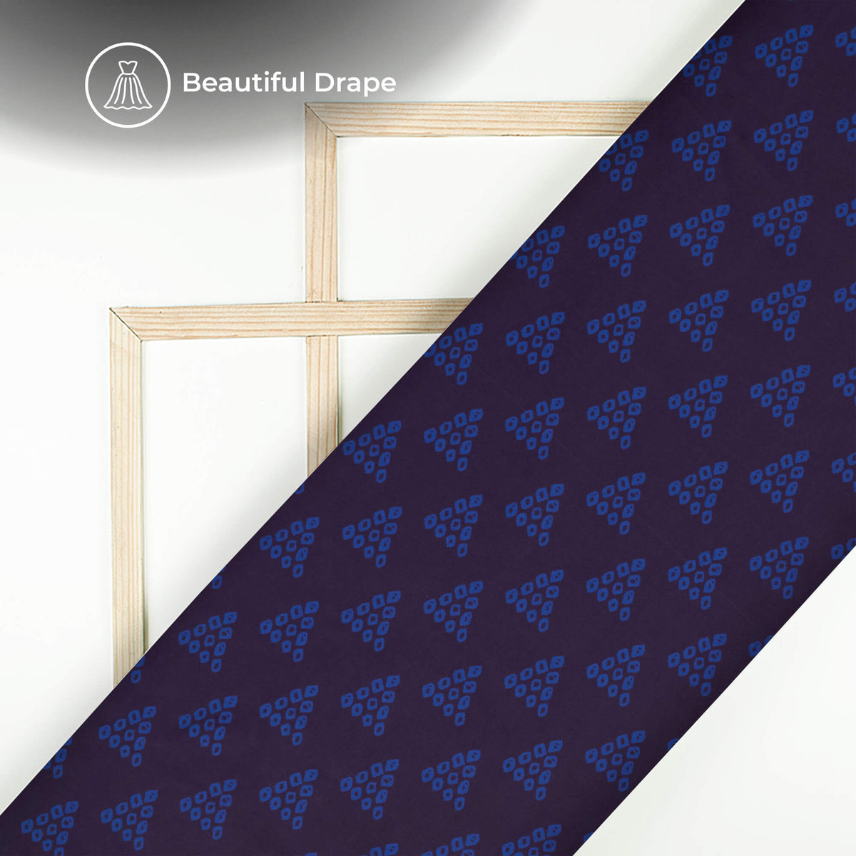 Royal Blue Abstract Digital Print Imported Satin Fabric