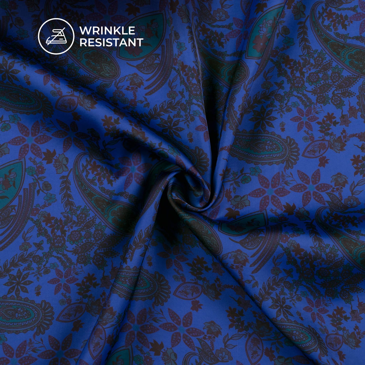 Royal Blue Paisley Digital Print Imported Satin Fabric