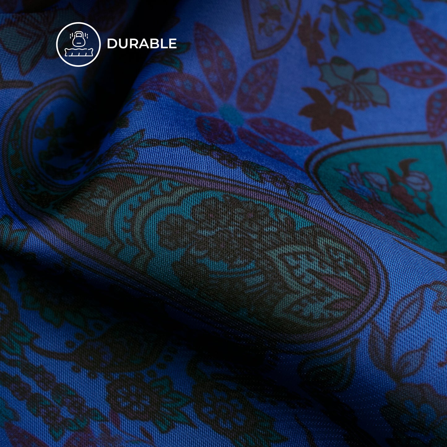 Royal Blue Paisley Digital Print Imported Satin Fabric