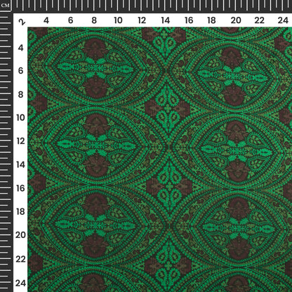Cadmium Green Traditional Digital Print Imported Satin Fabric