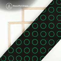 Black And Cadmium Green Polka Dots Digital Print Imported Satin Fabric