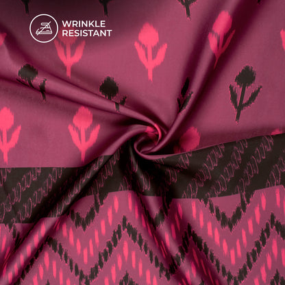 Punch Pink Daman Digital Print Imported Satin Fabric