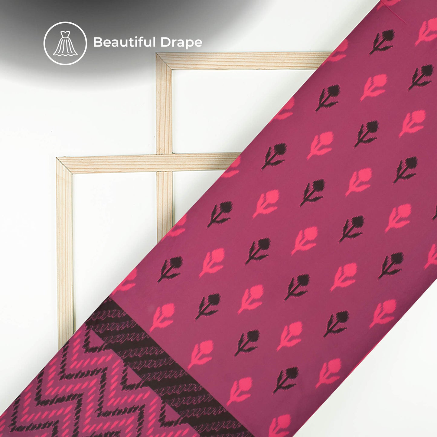 Punch Pink Daman Digital Print Imported Satin Fabric
