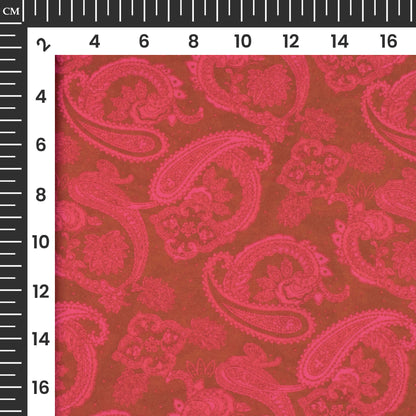 Red And Punch Pink Floral Digital Print Imported Satin Fabric