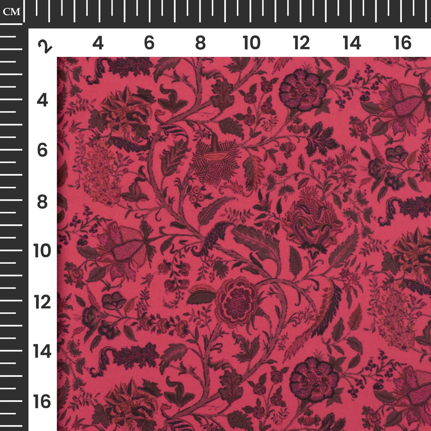 Punch Pink Floral Digital Print Imported Satin Fabric