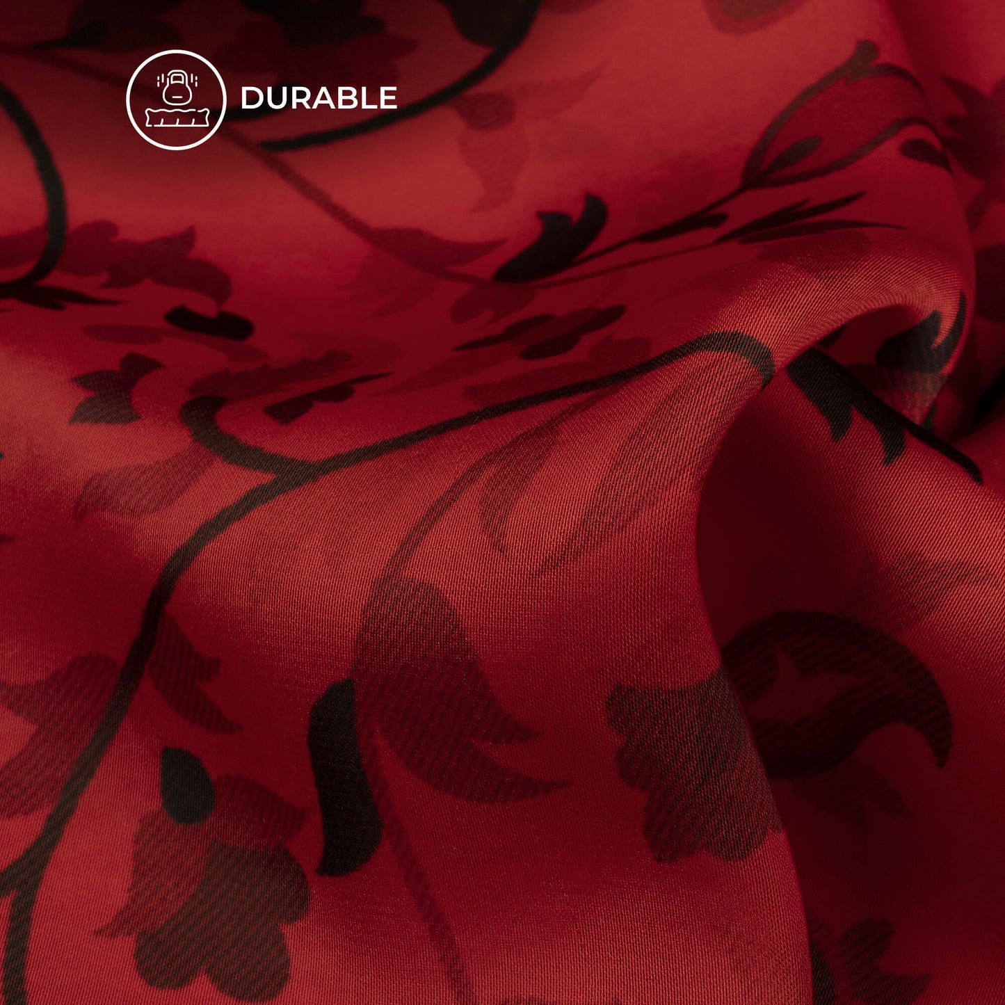 Vermilion Red Paisley Digital Print Imported Satin Fabric