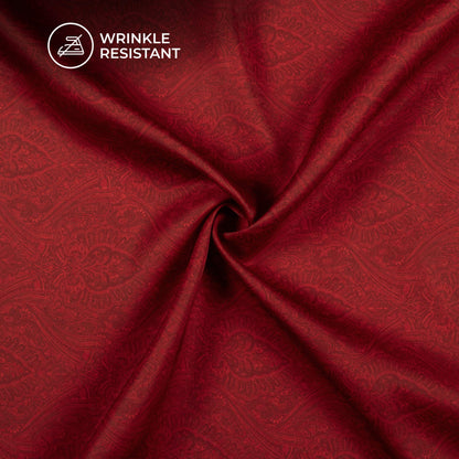 Vermilion Red Ethnic Digital Print Imported Satin Fabric